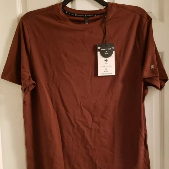 Kenneth Cole Men's Active Core Short Sleeve T-shirt Crew Burgundy Brown Mediu - Picture 1 of 7